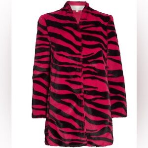 Michelle Mason | Zebra Printed Faux Fur Coat